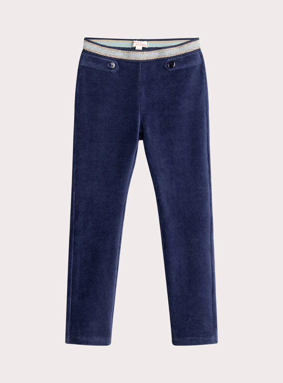 Legging azul marinho com efeito de veludo para meninas  VAJOMIL3 / 24W901H3PAN070