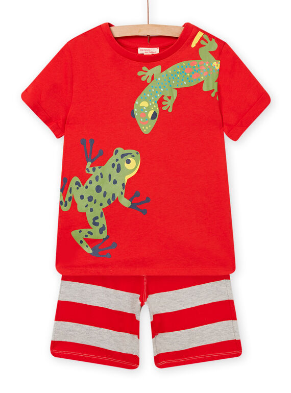Conjunto de pijama T-shirt e calções vermelho-alaranjado menino NOPLAENS3 / 22S902K4ENSF527