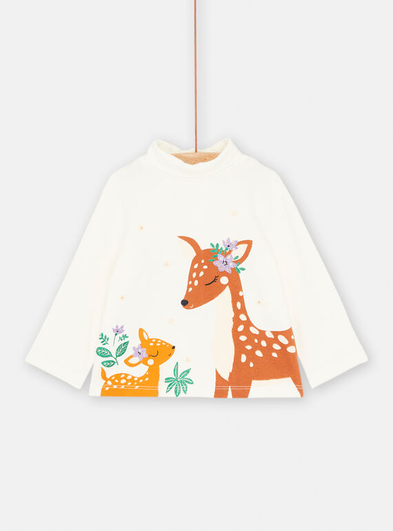 Camisola interior cru com padrão animal para bebé menina SIKHOSOUP / 23WG09Q1SPL001