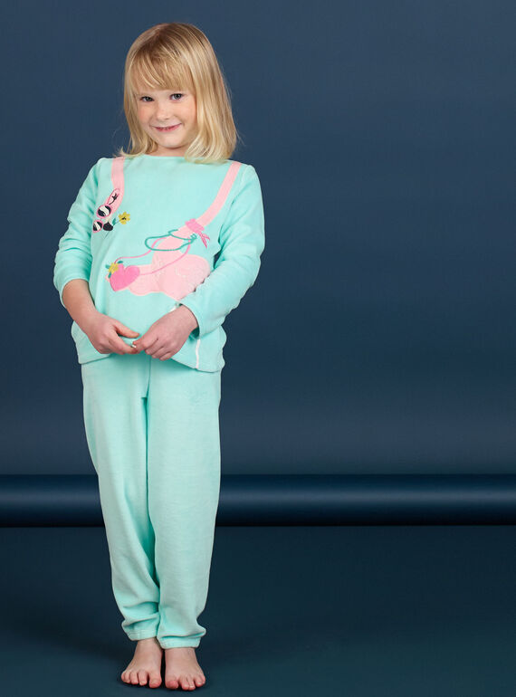 Pijama criança menina em veludo padrão flamingo LEFAPYJFLA / 21SH1112PYJC242