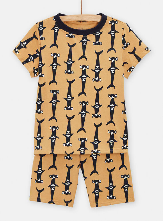 Pijama bege com estampado de tubarão fosforescente menino TEGOPYCREQ / 24SH1253PYJ808