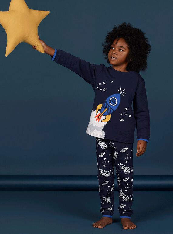 Pijama fosforescente criança menino em moletão padrão foguetão LEGOPYJFUZ / 21SH1213PYJ705