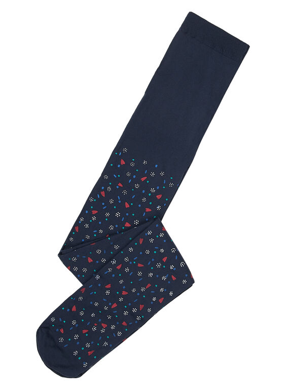 Collants em poliamida menina azul-marinho com padrão multicor JYAGRACOL / 20SI01E1COLC243