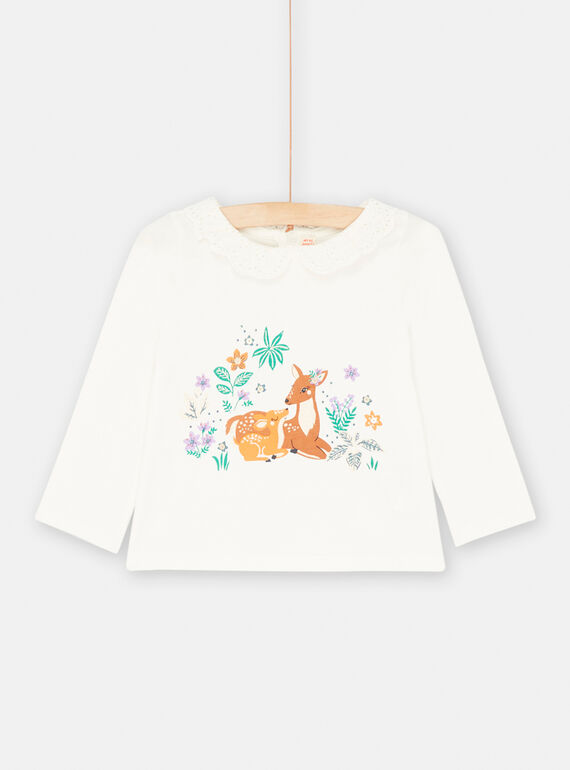 Soutien desportivo cru com estampado de corça, cervo e flores para bebé menina SIKHOBRA / 23WG09Q1BRA001