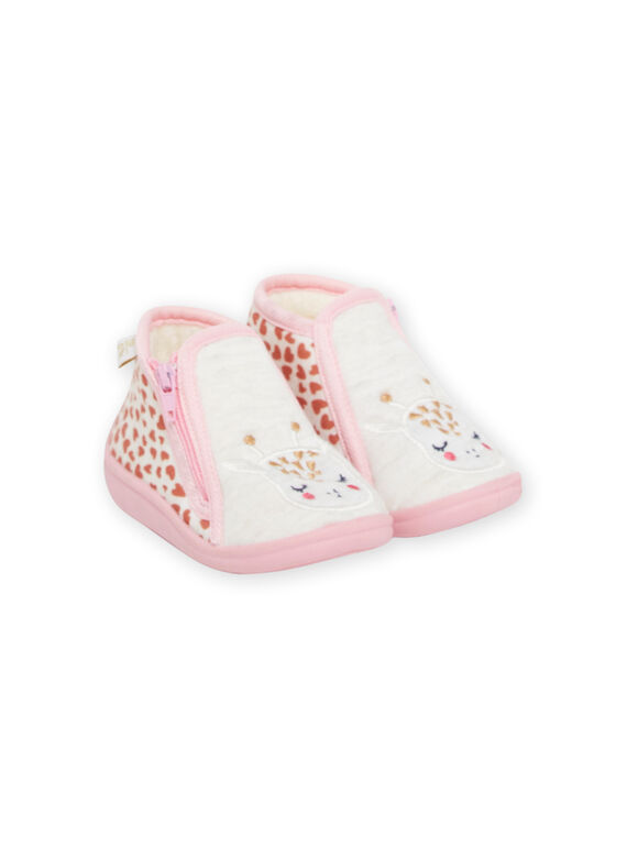 Botinhas bege e rosa com padrão de girafas bebé menina NIPANTGIRAFE / 22KK3721D0A080
