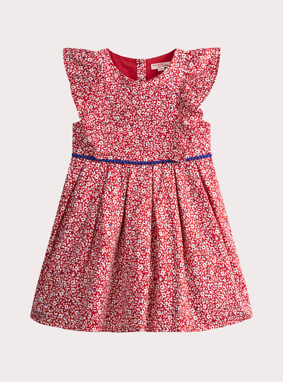 Vestido vermelho com estampado de flores brancas WAPAROB3 / 25S90112ROB001