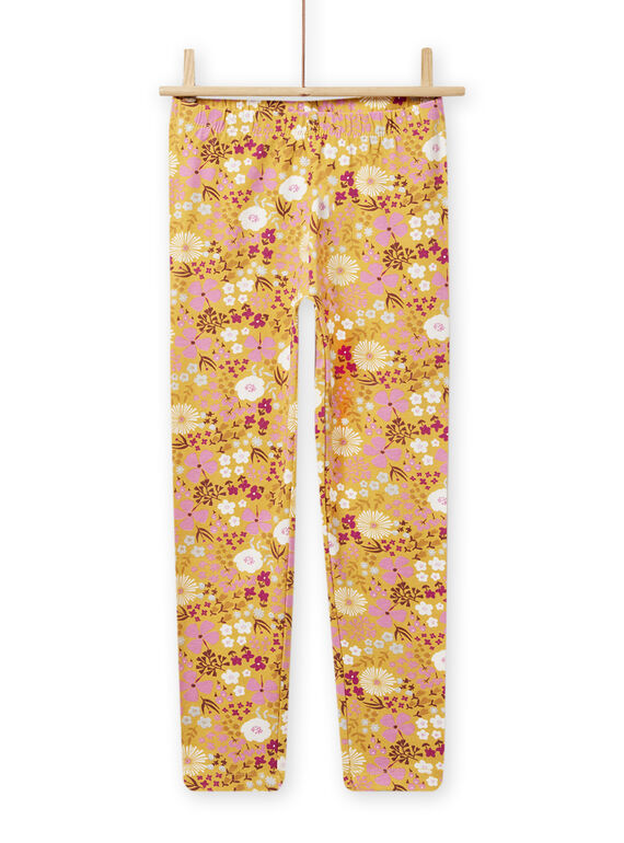 Leggings amarelo, rosa e branco com estampado florido menina NYABALEG / 22SI0111CALB107