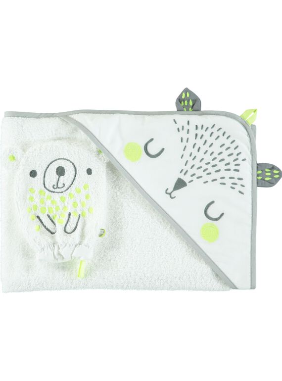 Unisex babies' hooded towel and glove DOU2POIN / 18WF42M1POI000