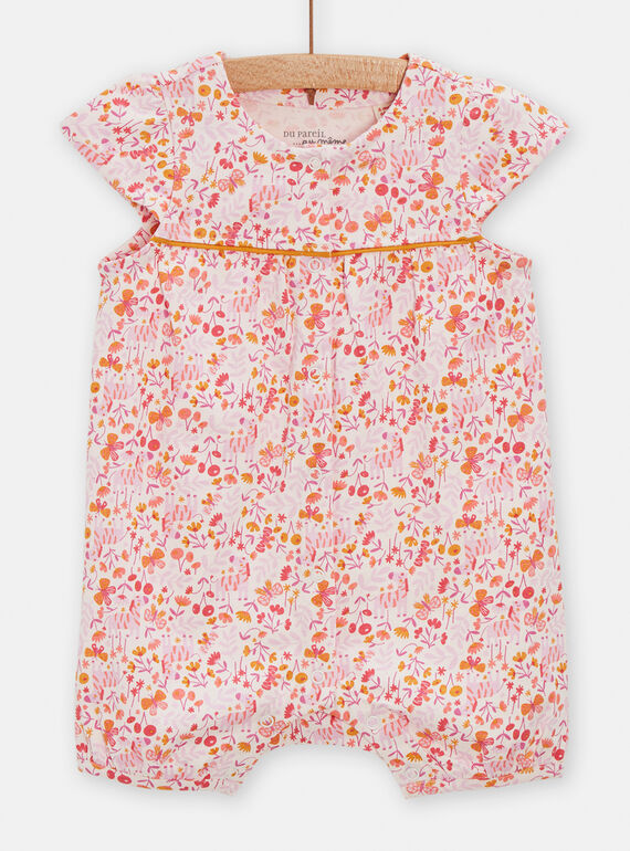 Babygro rosa-pálido com estampado florido e zebra bebé menina TEFIGREAOP / 24SH1352GRE301