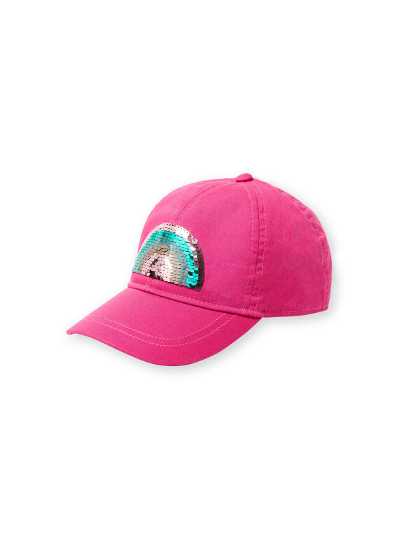 Boné rosa com padrão arco-íris de lantejoulas reversíveis menina JYAMARCAP / 20SI01P1CHAH700