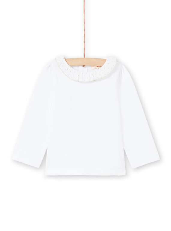 T-shirt mangas compridas branco com gola bebé menina MIJOBRA1 / 21WG0911BRA000