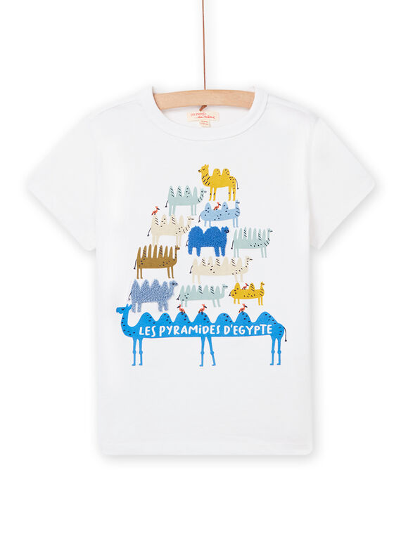 T-shirt branca com padrão de camelos menino NOSANTI1 / 22S902S1TMC000