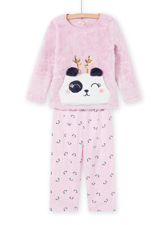Conjunto de pijama rosa com padrão de panda em soft boa menina MEFAPYJKAN / 21WH1191PYJ326