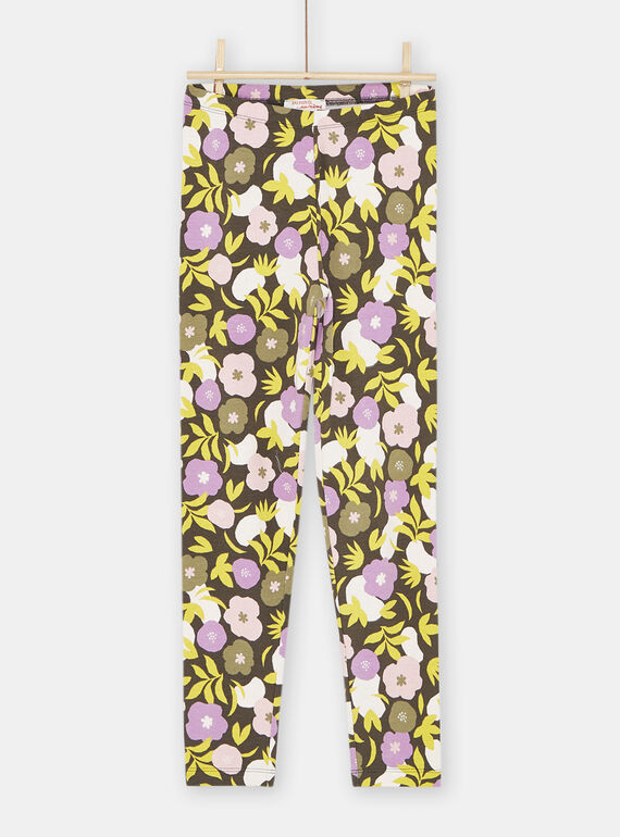 Leggings caqui com estampado florido menina SYAKYOLEG / 23WI01I1CALI808