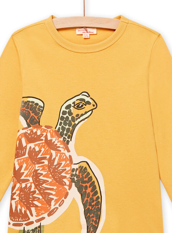 T-shirt amarelo com bordado de tartaruga menino NOVITEE3 / 22S902M2TMLB107