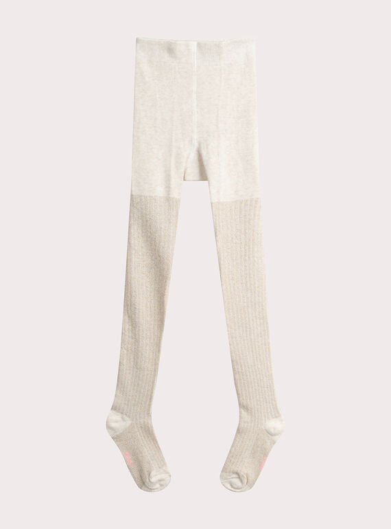 Meia-calça crua com nervuras para menina  VYAJOSCOL1 / 24WI01H4COL006