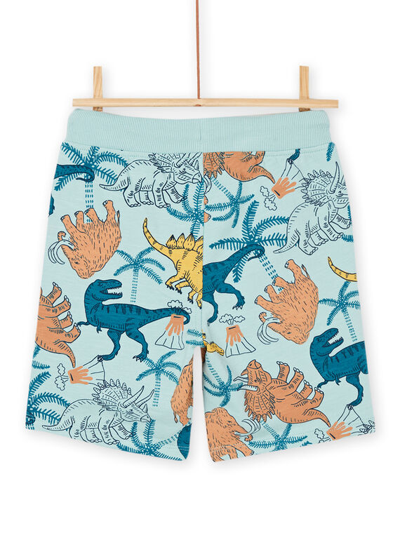 Bermudas em moletão azul celadon com estampado de dinossauros ROJOBER5 / 23S90298BER204