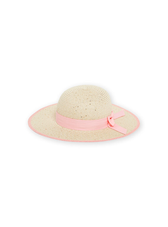 Chapéu de palha com fita rosa menina NYAPACHAP / 22SI0121CHA009