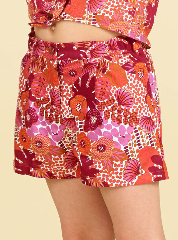 Calções laranja e rosa estampado florido LATERSHORT2 / 21S901V3SHO001