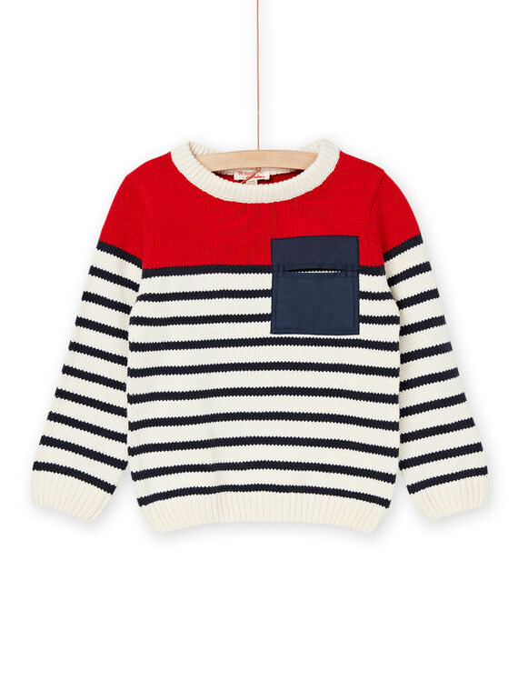 Camisola com estampado às riscas vermelho e azul-marinho ROJOPUL1 / 23S90283PULF518
