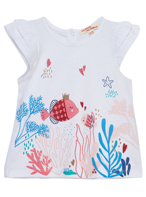 T-shirt de mangas curtas folhos cru menina JICEATI / 20SG09N1TMC000