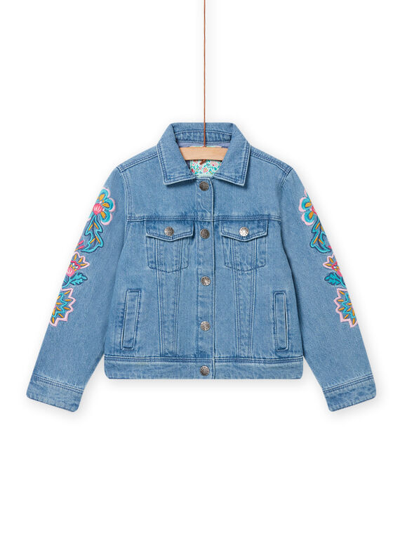 Casaco em ganga com bordados de flores gráficos menina NAGAVEST / 22S901D1VESP274