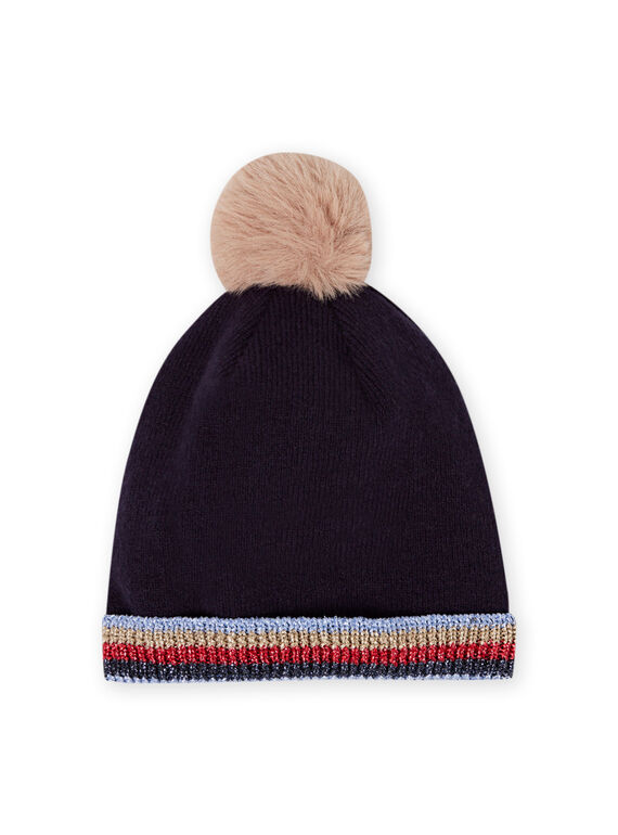 Gorro com pompons detalhes às riscas menina MYAMIXBON1 / 21WI0152BONC205