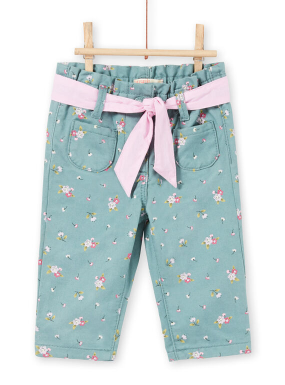 Calças azul claro com estampado florido bebé menina MIKAPAN / 21WG09I1PAN612