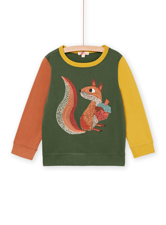 T-shirt de mangas compridas bicolor com padrão de esquilo PORHUTEE2 / 22W902Q2TML609