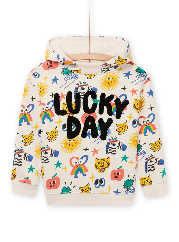 Sweat bege com estampado decorativo e inscrição texturizada menino NOLUSWE / 22S902P1SWE007