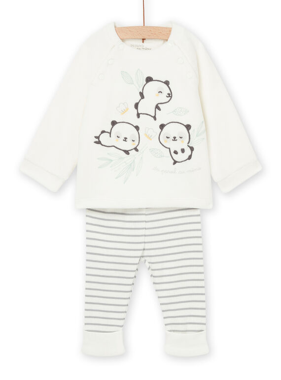 Camisola com padrão de pandas e leggings às riscas POU2ENS1 / 22WF0492ENS904
