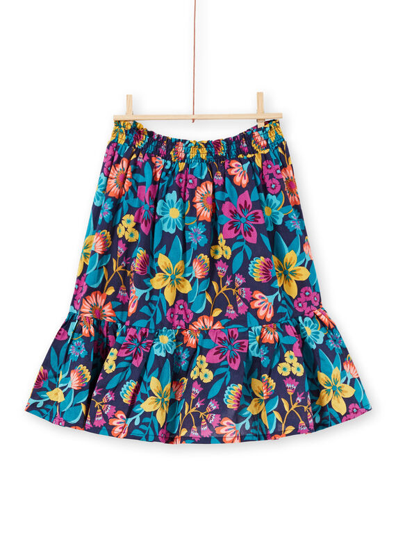 Saia comprida azul estampados flores coloridas criança menina LAMUMJUP2 / 21S901Z1JUPC211