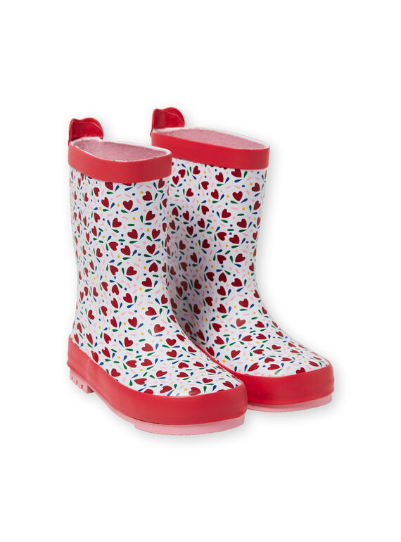 Galochas branco e vermelho menina LFBPHEARTS / 21KK3521D0C000