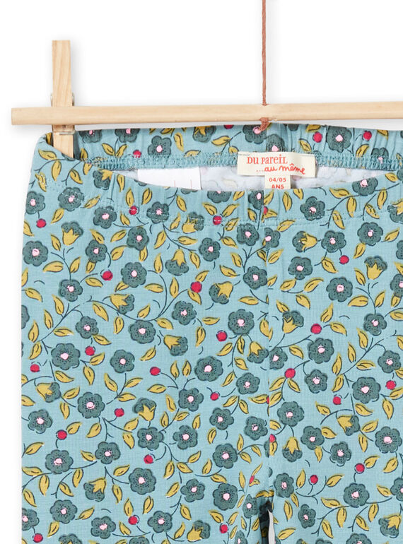 Leggings azuis e caqui estampado florido menina MYAKALEG1 / 21WI01I1CAL612