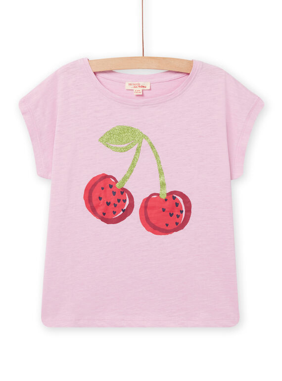 T-shirt lilás com padrão de cereja menina NAJOTI10 / 22S901C5TMCH700
