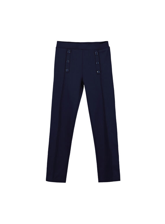 Calças malha milano azul-marinho menina FAJOPANT4 / 19S90133D2B070