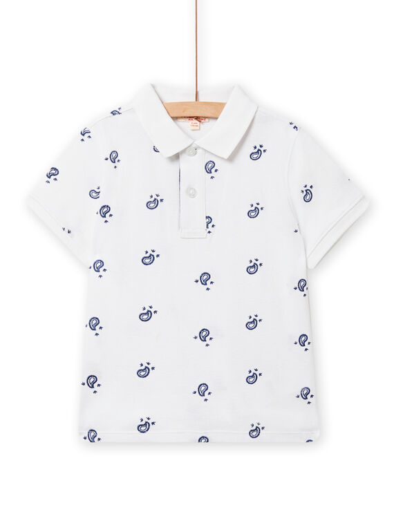 Polo branco piqué com estampado fantasia menino NOBAPOL / 22S90211POL000
