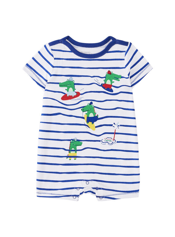 Babygro curto bebé menino branco e azul-marinho JEGAGRECRO / 20SH14U1GRE000