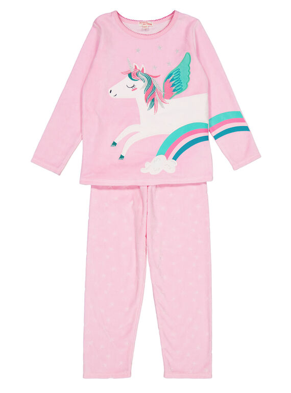 Pijama rosa em veludo criança menina GEFAPYJORN / 19WH11N8PYJD301