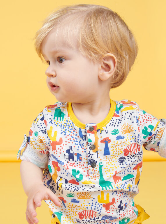 T-shirt com gola tunisina e padrão decorativo colorido bebé menino NULUTUN / 22SG10P1TML001