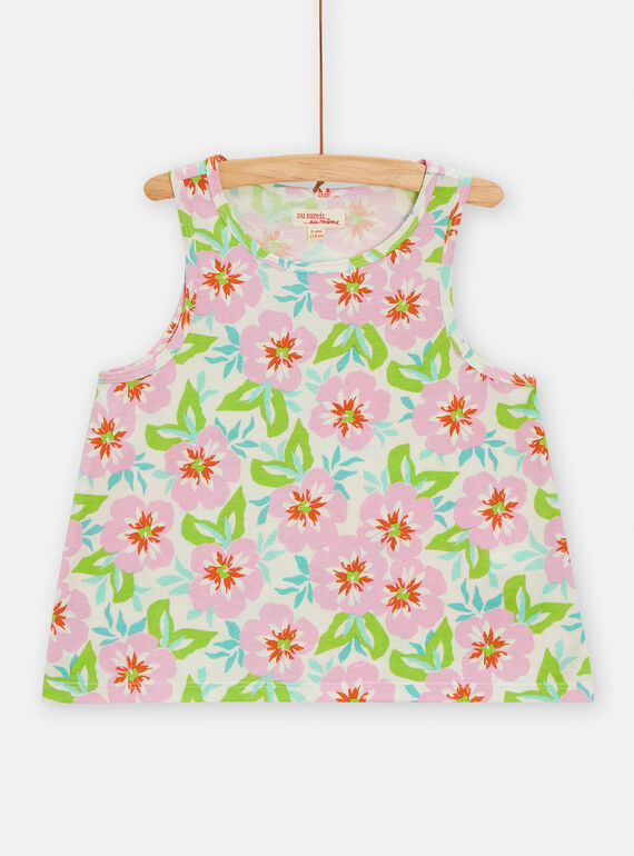 Camisola de alças multicores com estampado florido para menina TARYDEB / 24S901U1DEB001