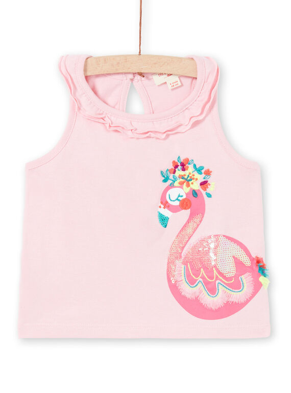 Camisola de alças rosa com folhos bebé menina LIBONDEB / 21SG09W1DEBD318