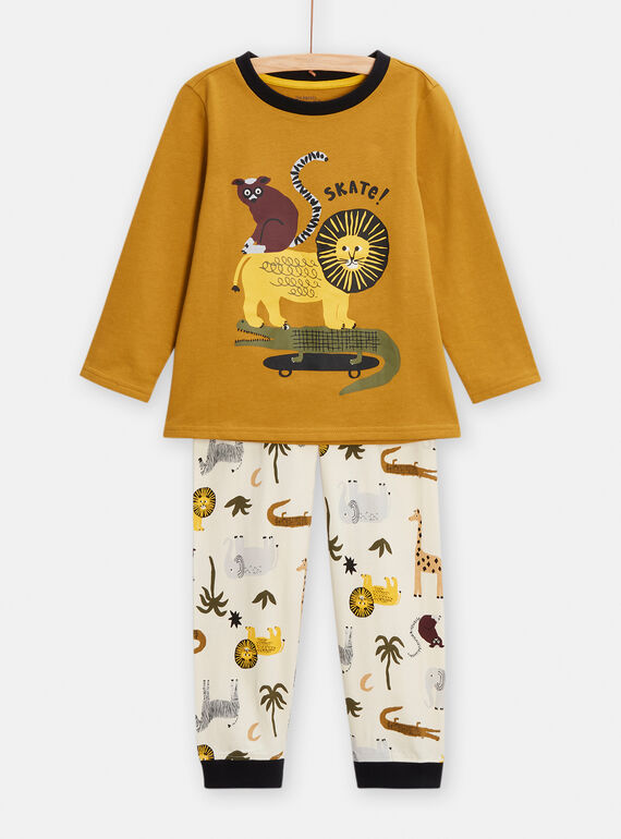 Pijama castanho e cru com padrão safari menino TEGOPYJJUN / 24SH1247PYJG606
