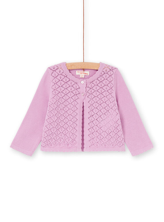 Casaco de malha rosa em malha perfurada bebé menina LIVICAR / 21SG09U1CAR320