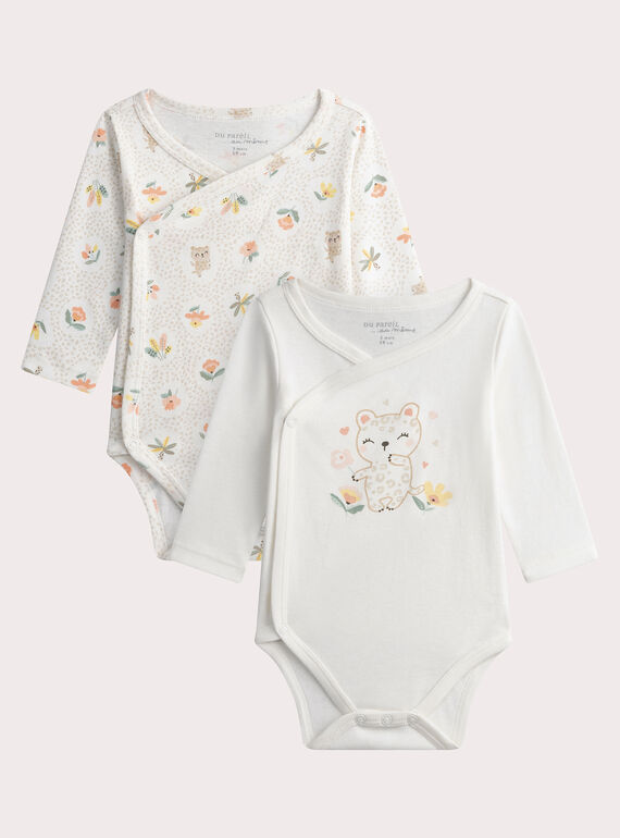 Pack de 2 bodies para bebé cru com estampados de pantera WOU1BOD1 / 25SF0371BDN005