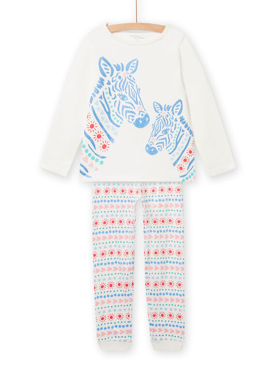 Conjunto pijama t-shirt e calças cru com padrão zebra decorativo menina NEFAPYJZEB / 22SH11G1PYJ001