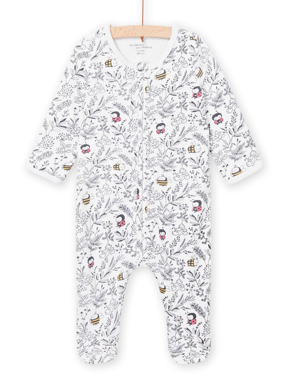 Babygro branco com estampado floresta decorativo recém-nascido unissexo NOU1GRE7 / 22SF0544GRE000
