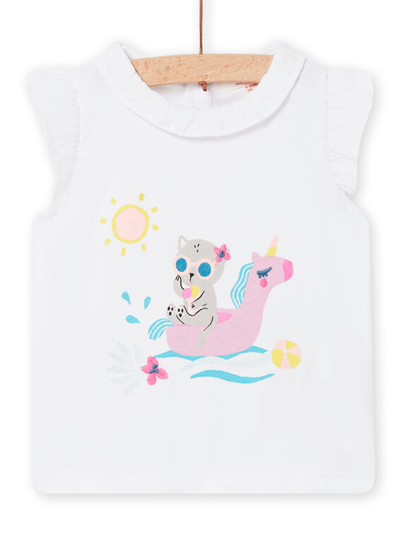 T-shirt branca com padrão decorativo bebé menina NIFICBRA / 22SG09U2BRA000