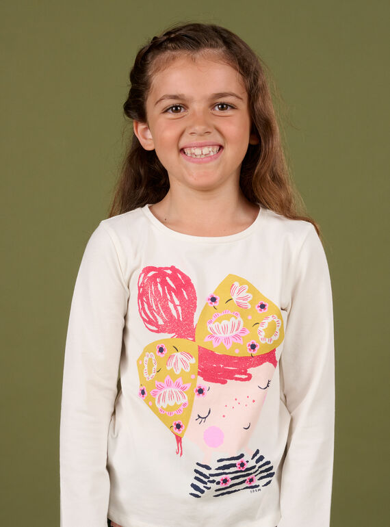 T-shirt de mangas compridas e padrão de menina pequena PARHUTEE2 / 22W901Q1TML001