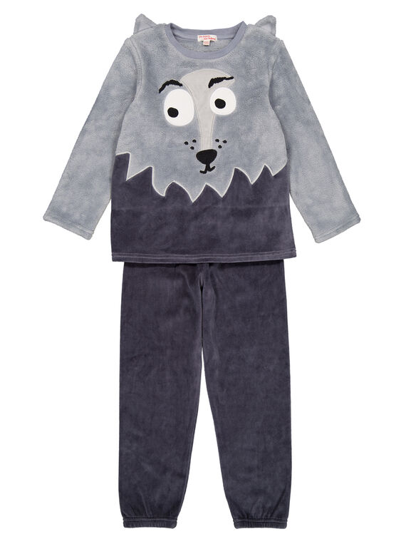 Pijama cinzento em veludo e soft boa criança menino GEGOPYJBOA2 / 19WH12N4PYJJ923